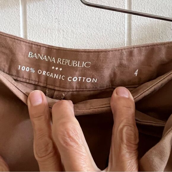 Banana Republic Khaki Organic Cotton Tie Waist Flared Wrap Pants - Picture 7 of 12